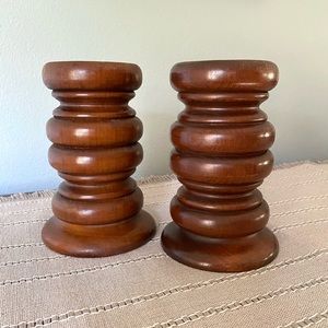 Turned Wood Pillar Candle Holders